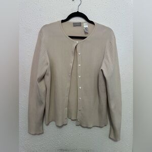 Vintage Liz Claiborne Long Sleeve Button Up Cream Cardigan